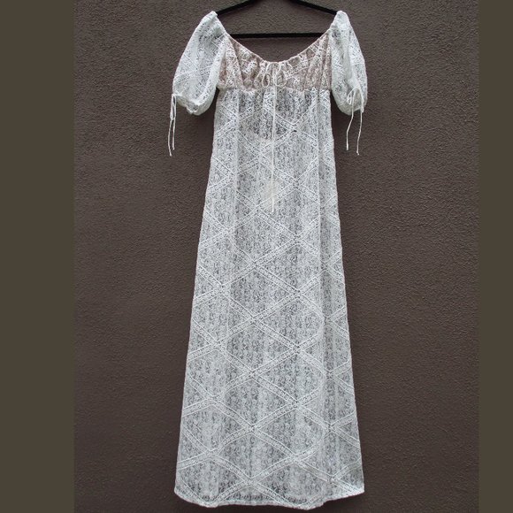 NEW FOR LOVE & LEMONS PORTALA SHEER WHITE LACE MAXI DRESS SIZE S - Picture 4 of 14
